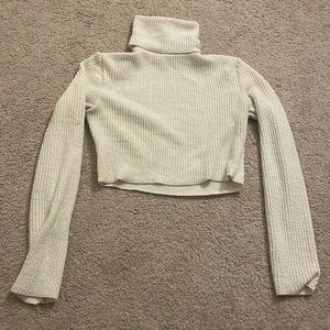 Ribbed, Cropped Turtle Neck Sweater